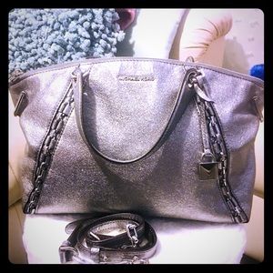 Michael Kors Silver Metallic Leather Purse